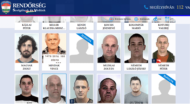 Rendőrségi körözési toplista