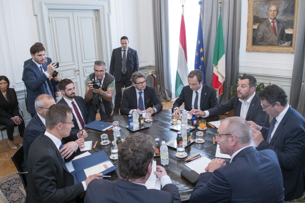 Matteo Salvini olasz belügyminiszter és Szijjártó Péter külgazdasági és külügyminiszter tárgyalása Triesztben MTI/KKM/Burger Zsolt